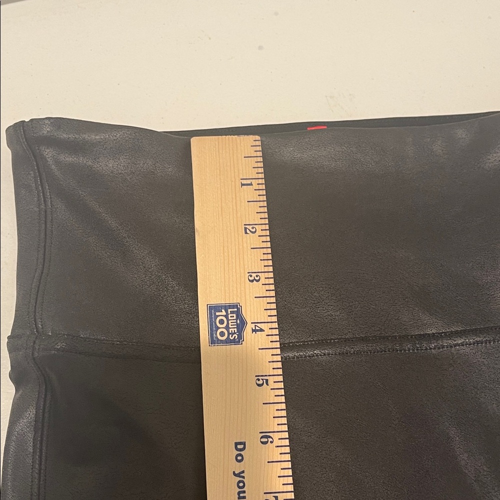 SPANX Black Faux Leather Power Waist Band High Rise Bodycon Leggings Size Medium - Picture 9 of 12